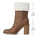 North Oak Womens Round Toe Furry Winter Snow Boots Block Heel Warm Ankle Suede Outdoor Chunky Heel Booties Fashion Brown City Walk Shoes