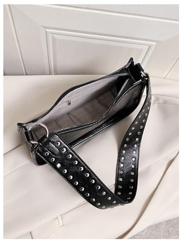 SweatyRocks Women's Studded PU Leather Zipper Shoulder Bag Top Handle Casual Crossbody Bag Y2k Purse3