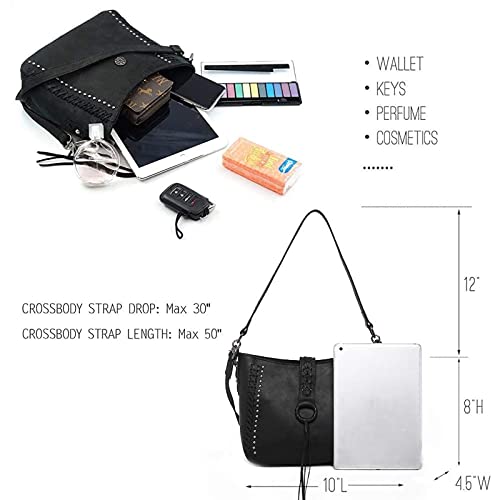 Genuine Leather Hobo Handbags For Women Concealed Carry Western Shoulder Bag Crossbody Purse Mwl-G001Bk Black Medium #TOP2