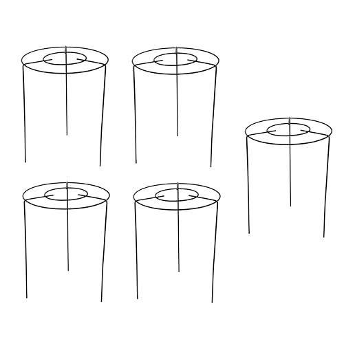 Large Garden Plant Support Double Round Grow Through Grid Ring Height 45cm for Flowers Border Cage Sturdy, Lightweight, Rust-Resistant Plant Stakes (5)
