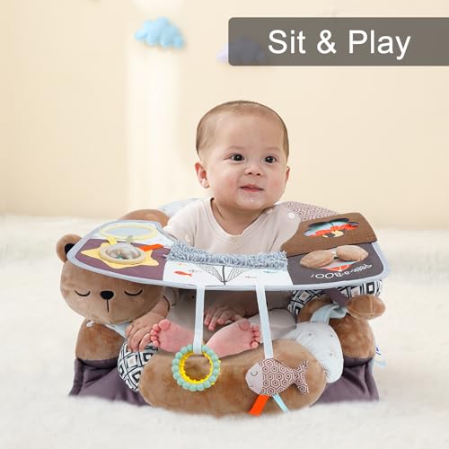 Image of Lovvie & Joy 2-in-1 Tummy Time Mat & Seated Support Pillow,Baby Tummy Time Pillow Support for Newborns and Older Babies,with Detachable Support Pillow and Toys Bear