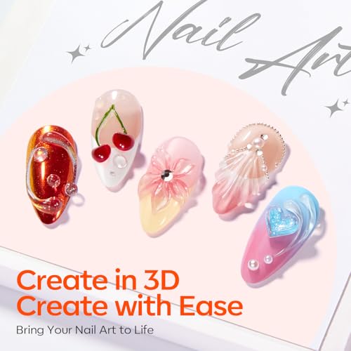 Image of modelones 2Pcs Clear 3D Gel Nail Art, Sculpting Molding Builder Gel Nail Glue for Charms Gems Chrome Powder Rhinestone No Wipe Squeeze Tube DIY & Salon Use 15g*2