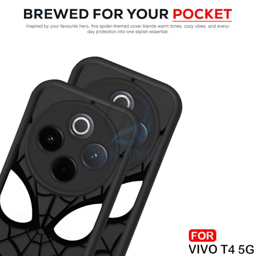 Image of AESTMO Back Case Cover for Vivo T4 5G / Z10 5G Cover | Spidey Face Mask Design | Silicone Case | Full Body Protection | Camera Protection Back Cover for Vivo T4 5G / Z10 5G (Black)