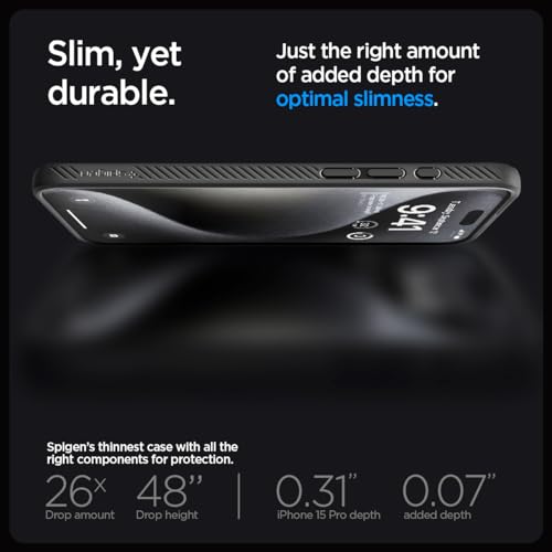Spigen Liquid Air Designed for iPhone 15 Pro Case Cover (2023) - Matte Black