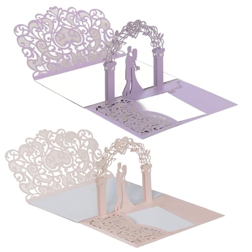 Luxorium Lot de 2 carte mariage pop-up 3D avec enveloppe – Carte mariage félicitation pour mariage, anniversaire de mariage, Saint-Valentin – Cadeau...