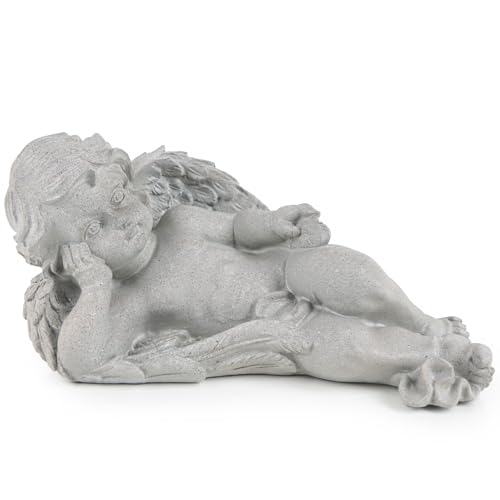 Logbuch-Verlag Figura de ángel de la guarda con 33 cm en imitación de piedra, de plástico, resistente a la intemperie y a las heladas