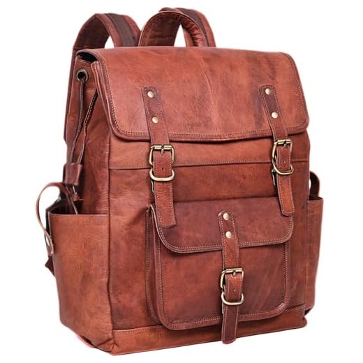 Vintage 17-inch Leather Laptop Backpack