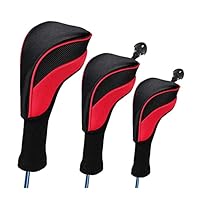 Namvo Golfschlägerhauben für Golfschläger/Schläger, aus Holz, 3 Stück, Rot