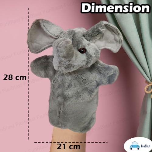 Image of FunBlast Plush Hand Puppets for Kids - Animals Hand Puppet Toys, Soft Hand Puppets for Kids, Story Telling Puppet for Kid, Fun Play Learning Toys (Elephant)