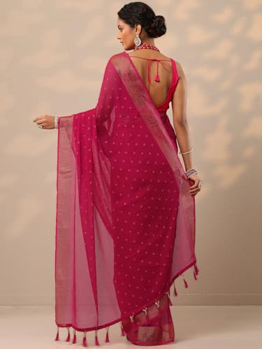 Image of Libas Printed Chiffon Saree for Women With Unstitched Blouse Piece | Traditional Saree for Festive & Wedding