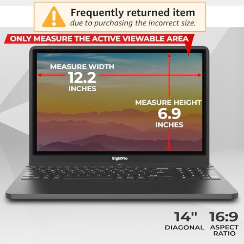 Image of SightPro Magnetic Laptop Privacy Screen 14 Inch 16:9 - Patented Removable Laptop Privacy Filter Shield and Protector