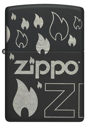 Image of #NZippo Design Black Matte with Chrome,Windproof Pocket Lighter, Fuel Refillable, BIS Certified