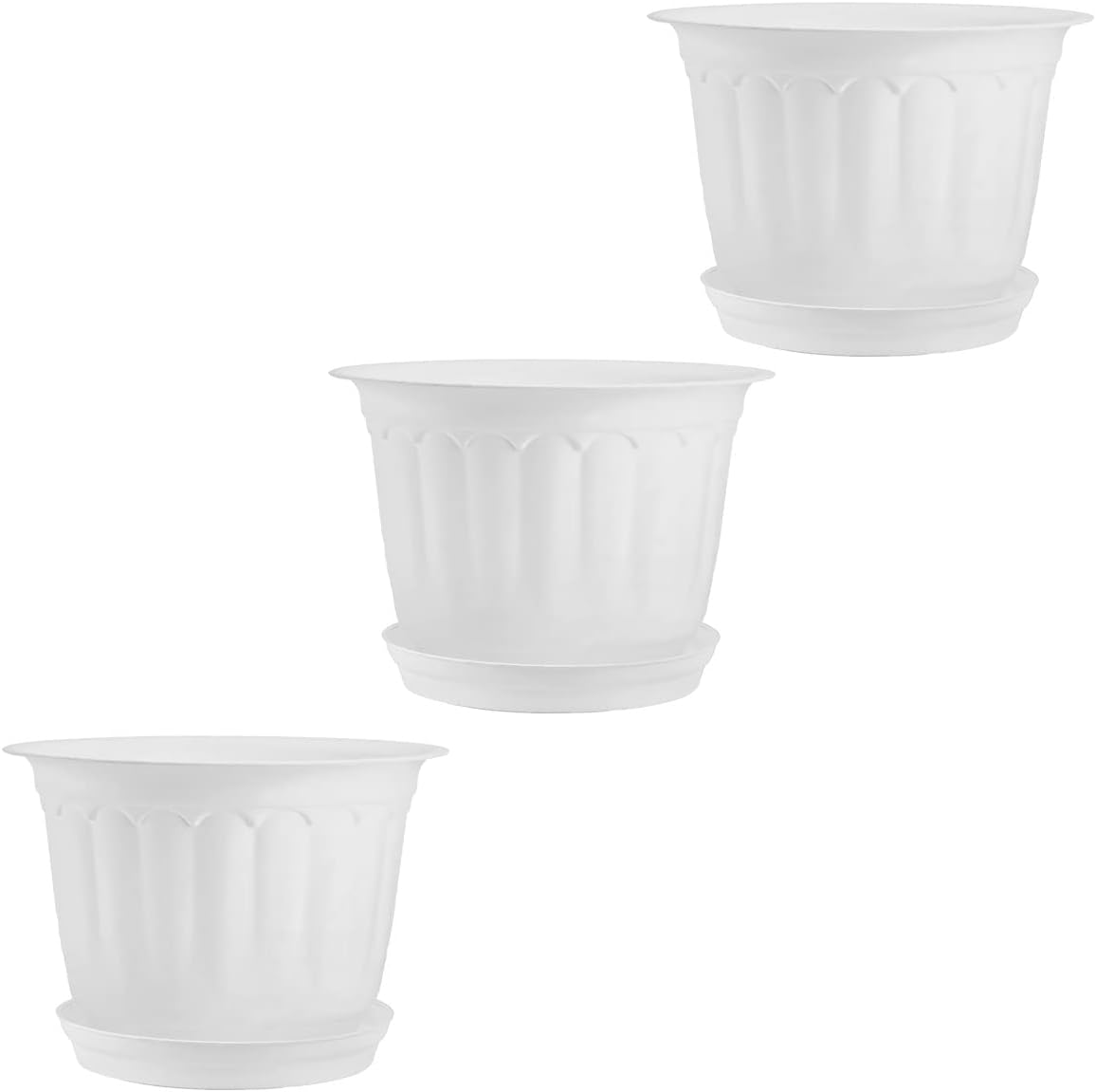 Gardens Need Jasmin Pot - 10 Inch White Color Set of 3 Piece with Drip Tray , This Planters are Best for Any Size of Plant You Can Use in Home, Office, Balcony ,Terrace , Outdoor , Indoor Plant Pots