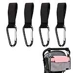 Kinderwagen Haken,Kinderwagen Haken für Wickeltaschen,Taschenhaken Kinderwagen,Einkaufshaken Kinderwagen,Kinderwagenhaken Taschenhaken für Spielzeug Wickeltasche Winter Decke, Schwarz,4 Stück