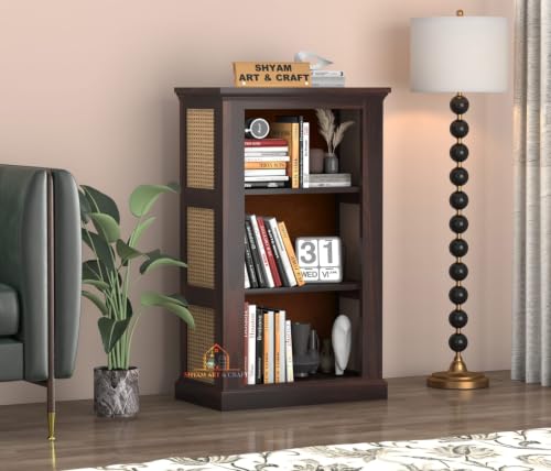 Image of SHYAM ART & CRAFT Solid Sheesham Wooden Bookshelf | Book Shelf Cabinet for Home & Office Living Room | Pre Assembled Semi Open Bookshelf (Walnut Finish)