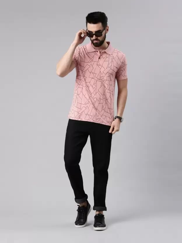 Image of KRYPTIC Men's Ultra-Soft Cotton Rich Casual Printed Half Sleeve Regular Fit Classic Polo T-Shirt - Soft, Cool & Stylish Everyday Wear