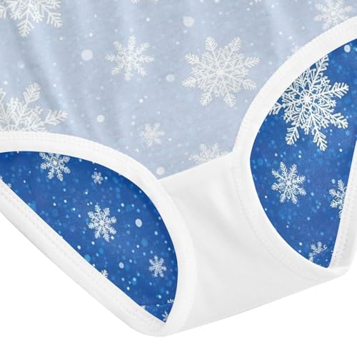 White Snowflakes Blue Underwear Girls, Toddler Briefs, Cotton Girls Underwear, 2–8 Years4