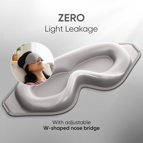 Image of Frido 3D Eye Mask for Men & Women | 100% Blackout Sleep Mask | Zero Pressure Memory Foam for Eyelids & Lashes | Adjustable Straps for Travel & Meditation | Soft Comfortable Night Eye Cover - Grey