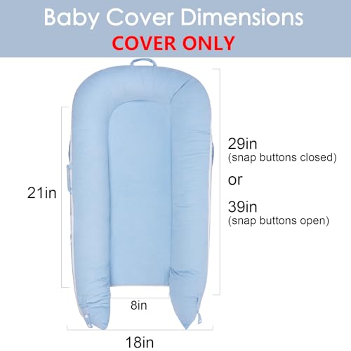 Image of Waterproof Corduroy Lounger Cover for Dockatot Deluxe+ Docks | MEXXI Breathable Cotton Baby Lounger Extra Cover | Hypoallergenic Baby Nest Replacement Cover (Cover Only) (Baby Blue)