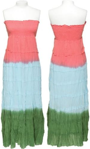 CUTE OPTIONS Crinkled Strapless Tie Dye Maxi Dress (Rosari)CRLTRQGRN