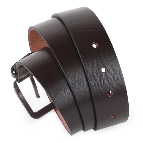 Image of Men's Full Grain Leather Belt (1.5 inch inch) with Durable Metal Buckle for Everyday Formal & Casual Wear Belts in Brand Gift Box ||Color : Black /Brown, Size : 26 to 46||