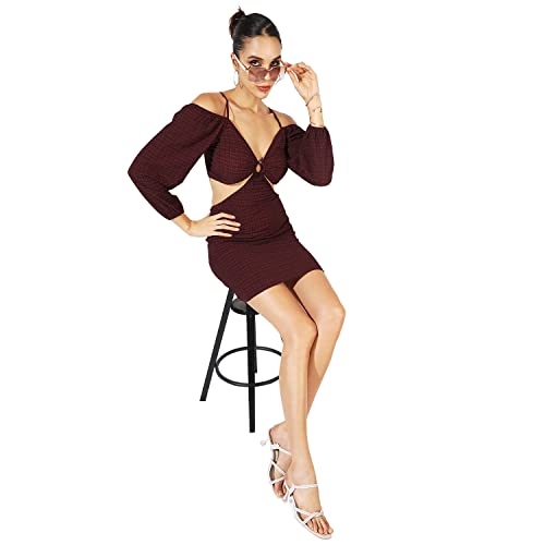 Image of PINACOLADA Women's Solid Dress for Casual Wear | Regular Sleeve | Quality Stretchable Fabric | Dress Crafted with Enhanced Stretch and Comfort Fit for Everyday Wear