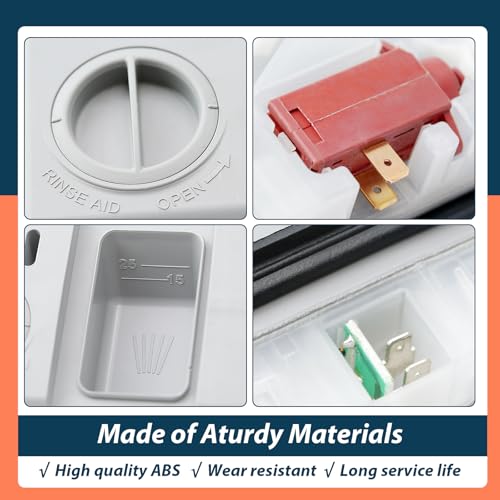 Image of DD59-01002A Dishwasher Detergent Rinse Aid Dispenser Assembly with Cover Compatible with Samsung Parts Replace AP5917191 113136 4000942 PS9606363 PD00038960 EAP9606363
