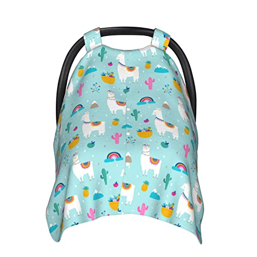 Image of Llama Car Seat Canopy Cover for Baby, Nursing Cover for Newborn, Llama Baby Stuff Stroller Cover for All Seasons