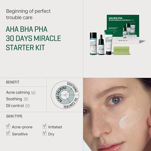 SOME-BY-MI-AHA-BHA-PHA-30Days-Starter-Kit-Toner-101Oz-Serum-033Oz-Cream-07Oz-Cleansing-Bar-105Oz-Mild-Exfoliating-Daily-Skin-Care-Set-Acne-Sebum-and-Oiliness-Care-Korean-Skin-Care