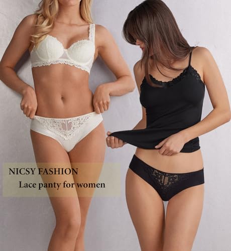 Image of NICSY Women's Panties Full Coverage Soft Touch Cotton Elastane Stretch Lace Underwear Styled Hipster with StayFresh Panty for Women Combo Pack
