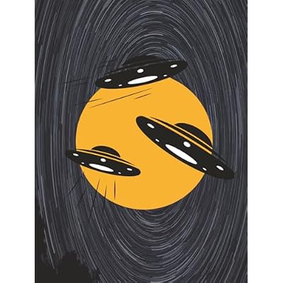 UFO Space Ship In Outer Space Galaxy Notebook - 8.25" x 11" - 200 Pages - College Rule - Hardback - Black