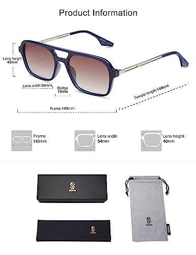 Image of SOJOS Vintage Polarized Aviator Sunglasses for Women Men 70s Retro Flat Narrow Rectangular Womens Glasses SJ2186