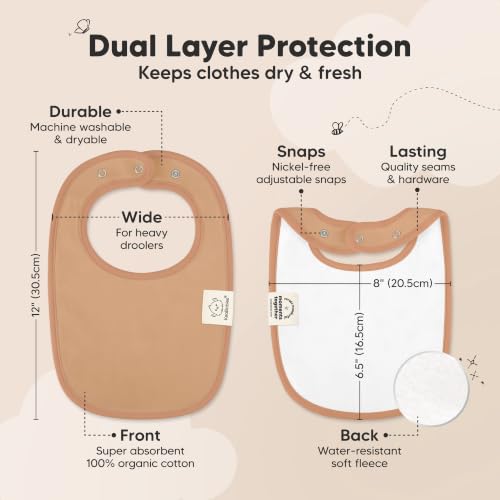 Image of KeaBabies 8-Pack Organic Baby Bibs for Drooling and Teething (Mauve) | Soft Cotton Bibs for Baby Girl, Boy, Extra Absorbent, Easy to Clean & Put On, Toddler, Newborn, Infant 0-24 Months