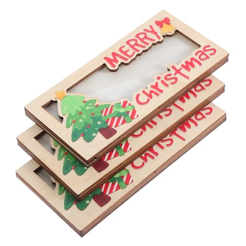 PACKOVE 3個マス木製マネーホルダー 多機能 カード収納 ケース 現入れ パー