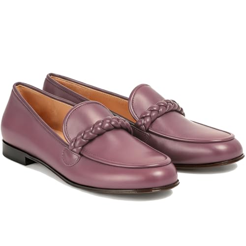 Image of MOOMMO Women Comfortable Suede Loafer Flats Round Closed Toe Slip On Penny Loafers Knitted Strap Oxford Loafer Shoes for Office Ladies Work Daily Casual Club Driver Flats Spring Elegant 4-11 M US