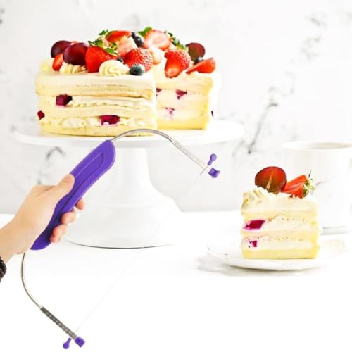اداة تقطيع الكيك قابلة للتعديل لتسوية القمم، قطاعة كيك احترافية مع سلك من الستانلس ستيل، اداة خبز الكيك لحفلات الزفاف واعياد الميلاد