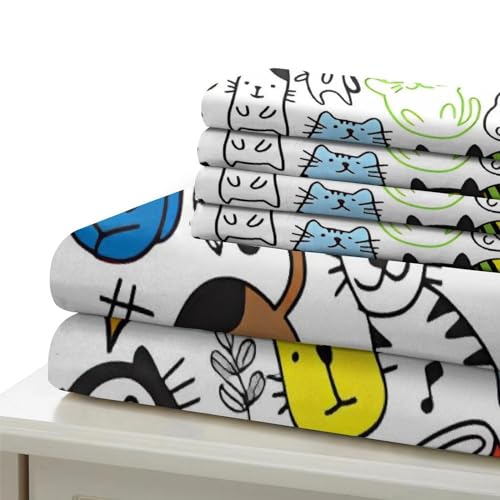Housse de couette imprimé griffonnages 135x200cm lit simple microfibre - 7