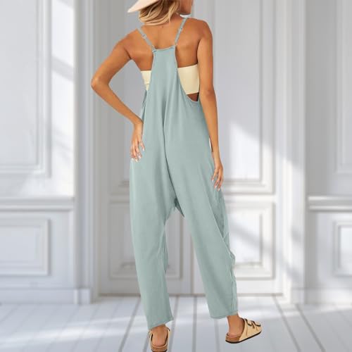 One Piece Jumpsuits for women V Neck Sleeveless Loose Fit overalls Spaghetti Strap Harem Long Pants with Pockets - Image 6
