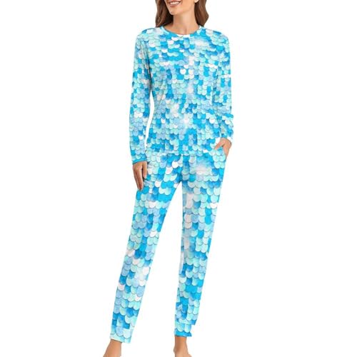 Pyjama femme de qualité supérieure à motif écailles de poisson avec pantalon élégant