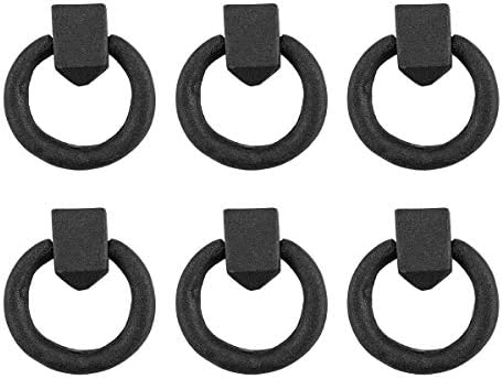 Renovators Supply Manufacturing Cabinet Handles 2 in. Black Wrought Iron Drawer Pulls Antique Kitchen Cabinet Handles with Mounting Hardware Pack of 6