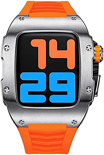 Bracelet caoutchouc fluor iWatch 44mm et boîtier acier étanche SCHIK