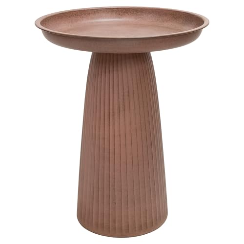 Sunnydaze Gleeful Garden Metal Bird Bath for Outdoors - UV-Resistant Large Bird Bath for Outside - 23-Inch - Matte Canyon Clay