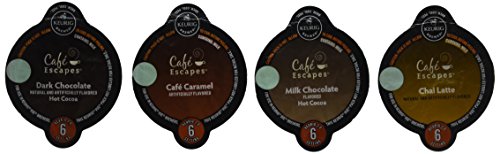 20 Count - Cafe Escape Variety Vue Cups for Keurig Vue Brewers - Milk Chocolate, Cafe Caramel, Chai Latte, Dark Chocolate
