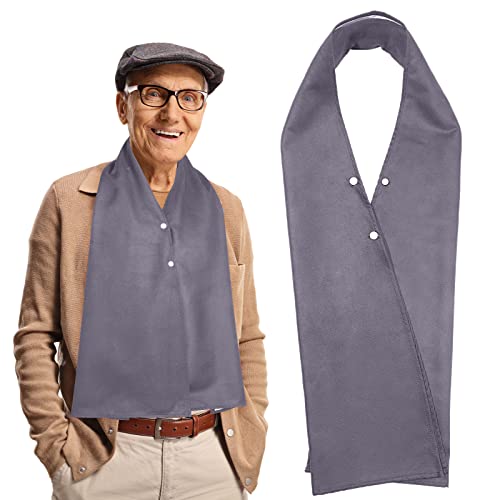 Tarpop Adult Bib Scarf Washable and Reusable Dining Clothing Protector Adult Bib for Elderly Senior Citizens Men Women Eating (Dark Gray)