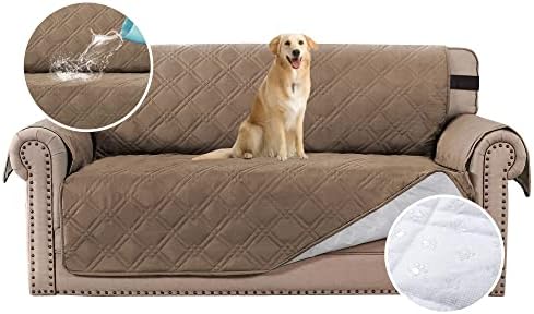 BellaHills 100% Waterproof Chair Covers for Living Room Armchair Covers for Dogs/Pets Leather Couch Cover Furniture Chair Protector with Non-Slip Strap,Machine Washable (Chair 21", Black)