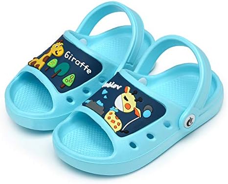 CELANDA Kids Cute Garden Clogs Toddler Boys Girls Open Toe Beach Pool Slides Sandals Lightweight Soft Non-Slip Slippers Summer Cartoon Dinosaur Shower Slippers