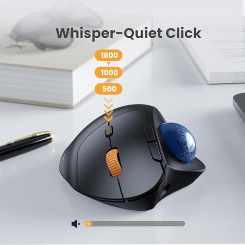 Image of ProtoArc Wireless Trackball Mouse, EM04 Ergonomic Bluetooth Rollerball Mouse Rechargeable Computer Laptop Mouse, 3 Device Connection, Compatible with PC, iPad, Mac, Windows-Navy Ball