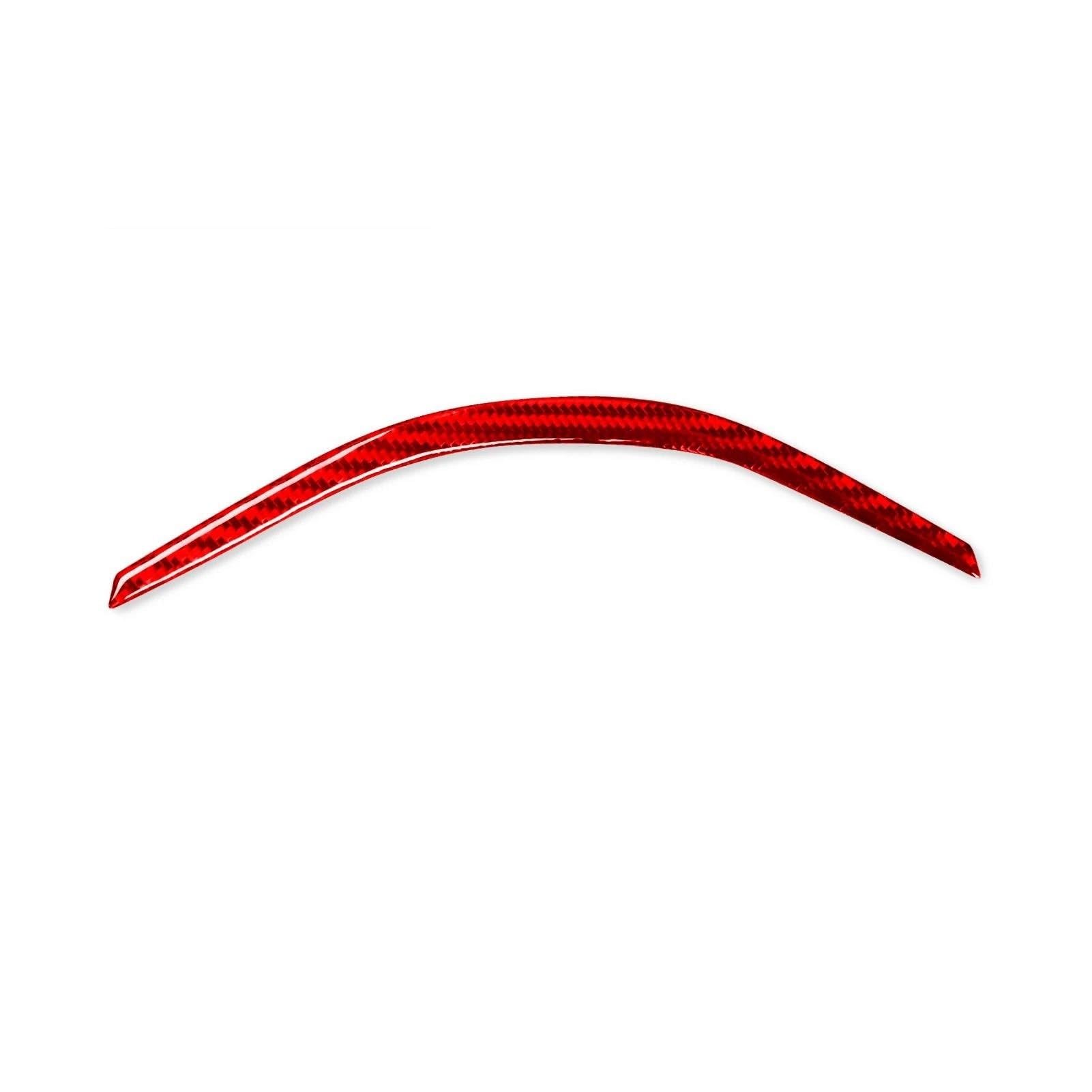 Real Carbon Fiber Car Steering Wheel Upper Panel Strip Trim Cover Sticker for Tesla Model 3 Y 2017-2022 Anti-dust(Carbon Red)