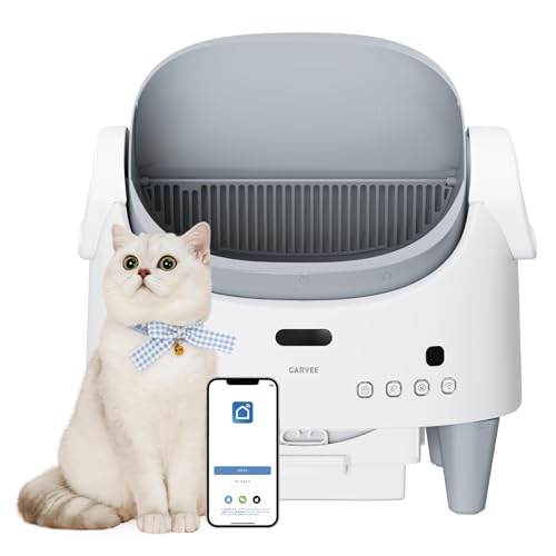ガービー(Garvee) 猫 トイレ 自動猫トイレ 大容量7.8L 自動清掃 オープン設計 スマホ管理 猫トイレ 臭いが漏れにくい センサー搭載 多頭飼い対応 組み立て簡単 APP遠隔操作 IOS/Android対応 自動トイレ お留守番対策 ホワイトの商品画像（Amazon）