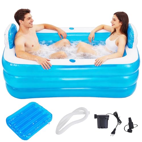 Meimond Inflatable Adult Bath Tub 2 Person,Freestanding Blow Up Bathtub